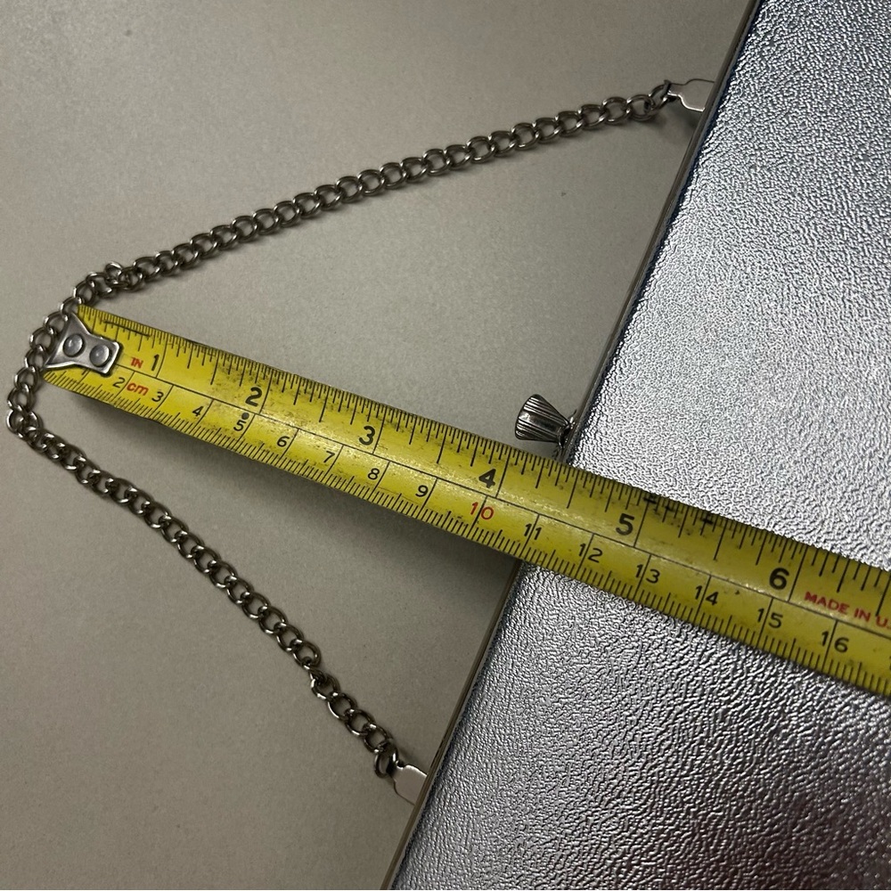 Silver Lame Clutch Bag with Chain Strap - Picture 9 of 9